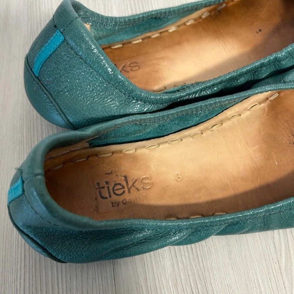 Tieks Ballet Flats Pacific Green Size 8 Leather Slip On Foldable Travel - Picture 6 of 7